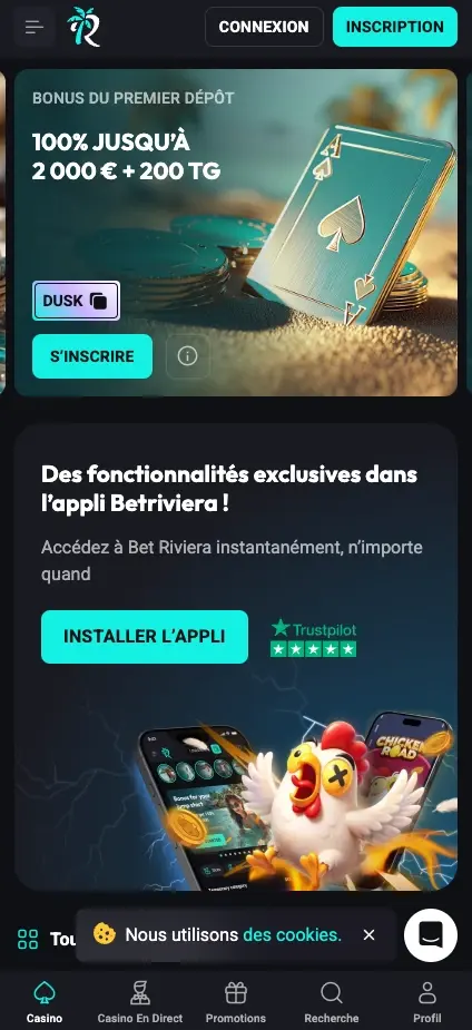 Bet Riviera sur mobile