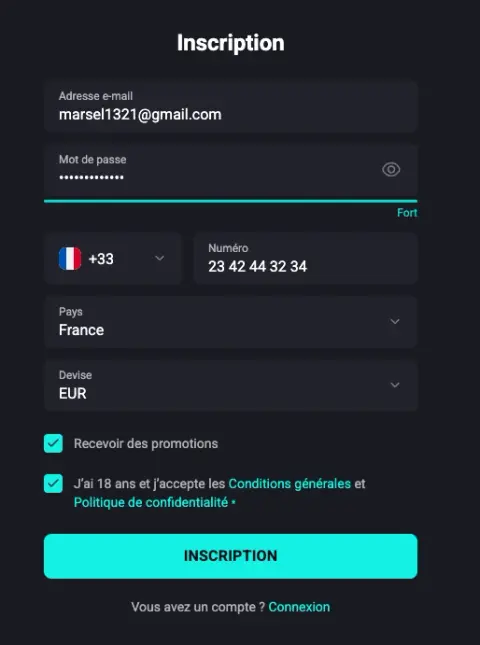 Inscription Bet Riviera
